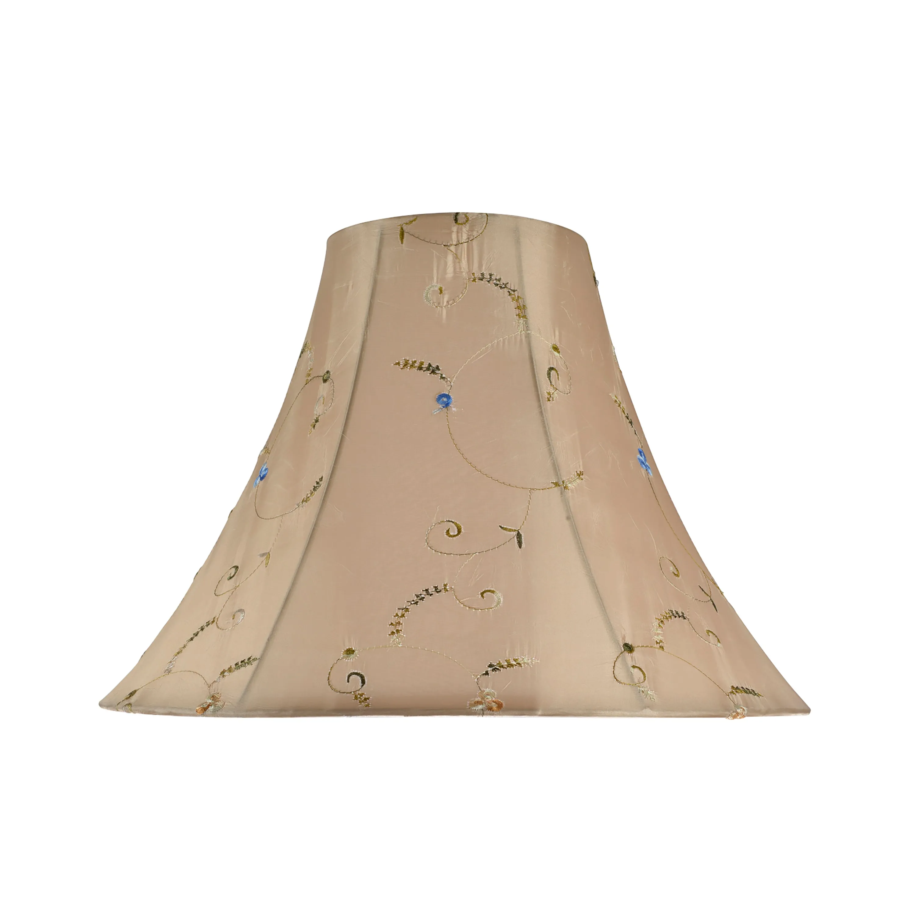 # 30048  Transitional Bell Shape Spider Construction Lamp Shade in Gold with a Floral Design, 16" wide (6" x 16" x 12")