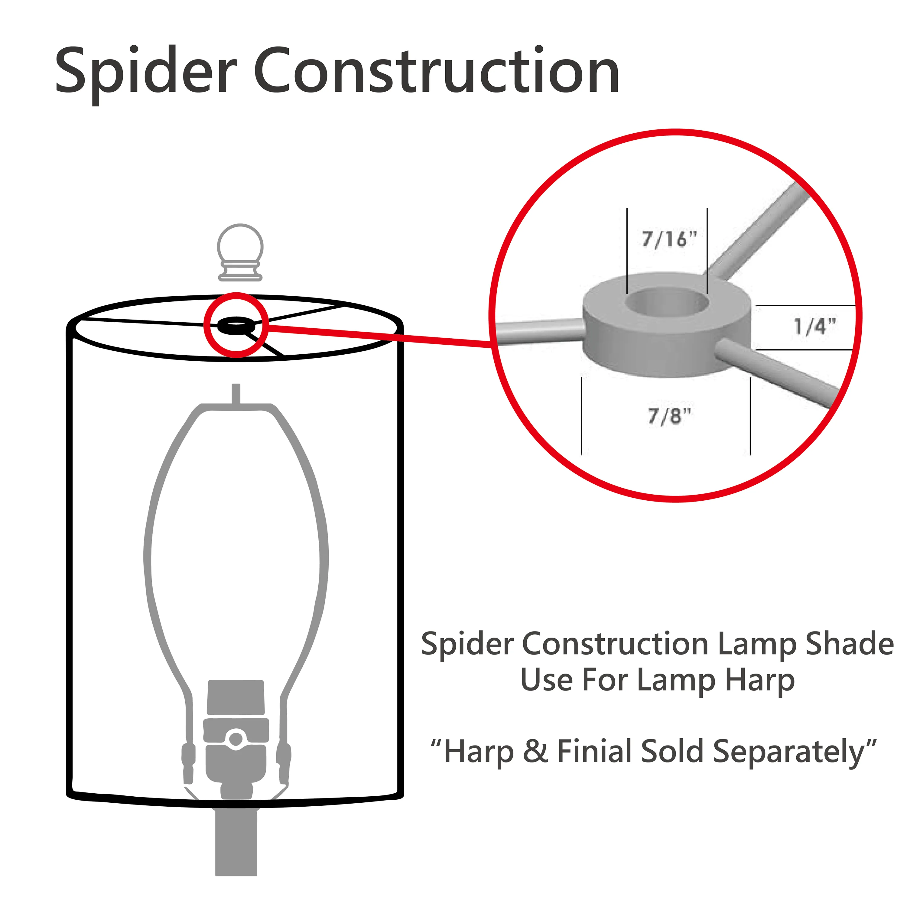 # 31223 Transitional Drum (Cylinder) Shaped Spider Construction Lamp Shade in Off White, 8" wide (8" x 8" x 8")