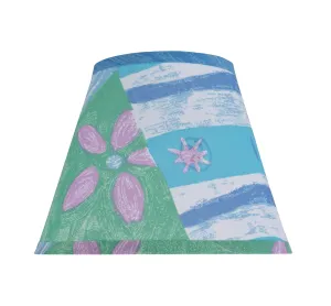 # 32172 Transitional Hardback Empire Shape Spider Construction Shade, Beach Theme in Blue & Green, 9" wide (5" x 9" x 7")