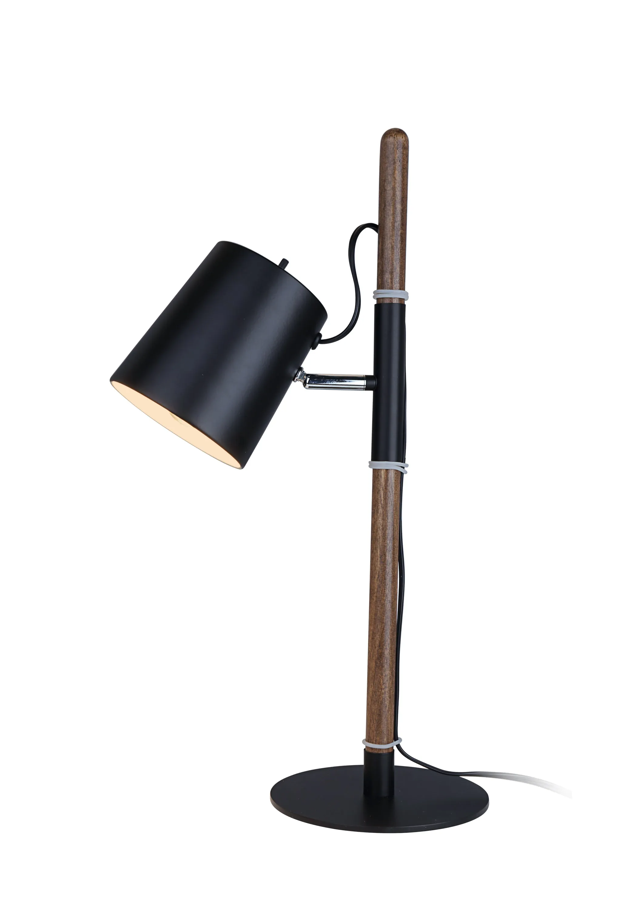 # 40205-21, 21-3/4" High Transitional Metal & Wood Desk Lamp, Matte Black Finish with Metal Lamp Shade, 7" wide