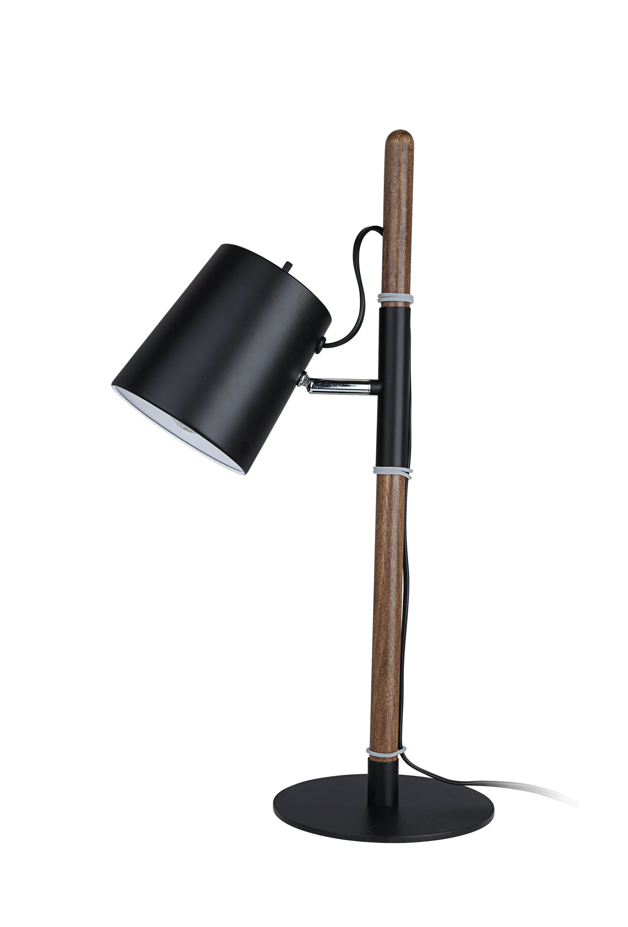 # 40205-21, 21-3/4" High Transitional Metal & Wood Desk Lamp, Matte Black Finish with Metal Lamp Shade, 7" wide