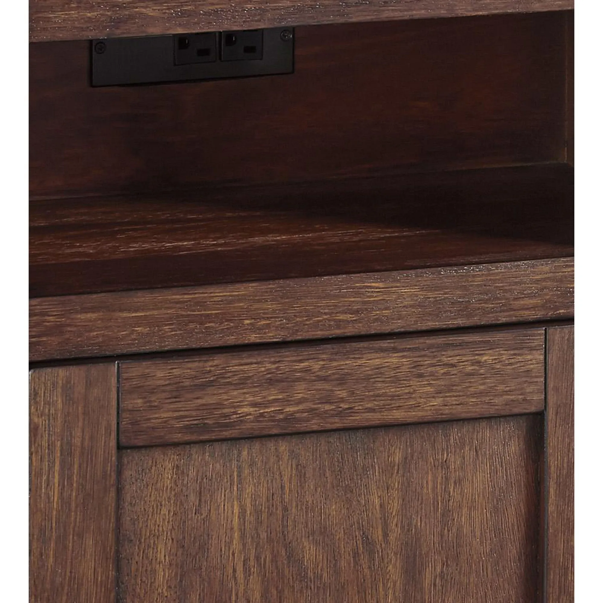 1 Door Wooden End Table With 1 Cubby And Power Hub, Brown By Benzara