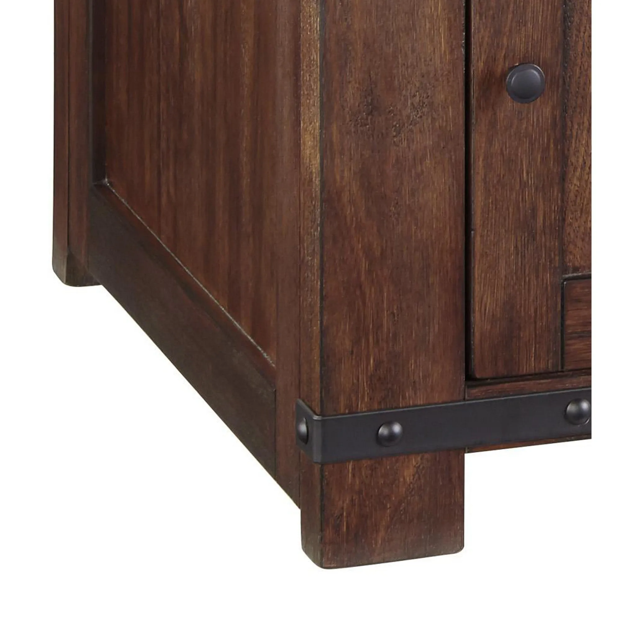 1 Door Wooden End Table With 1 Cubby And Power Hub, Brown By Benzara