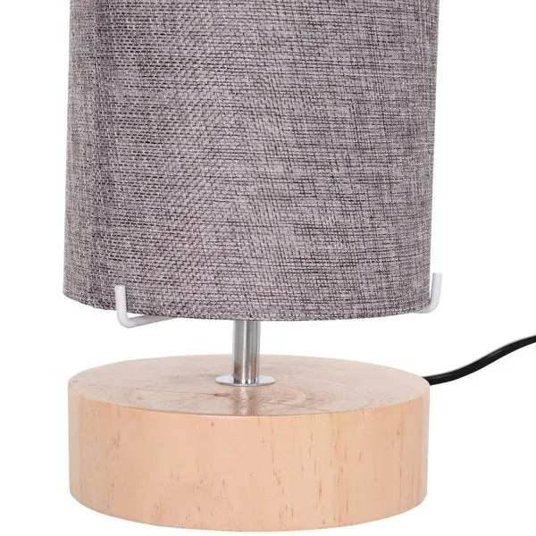 120H Cm Wooden Base Floor Lamp W/Linen Fabric - Grey