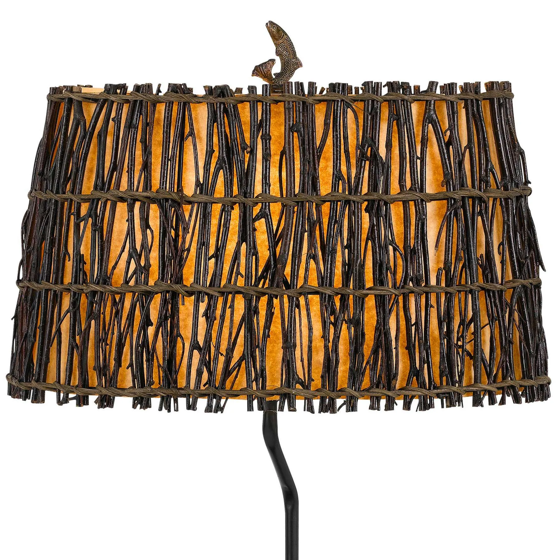 150W 3 Way Bear Canoe Table Lamp With Oval Wicker Shade, Antique Bronze By Benzara