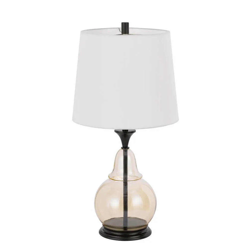 150W 3 Way Kittery Glass Table Lamp With Hardback Fabric Shade By Cal Lighting