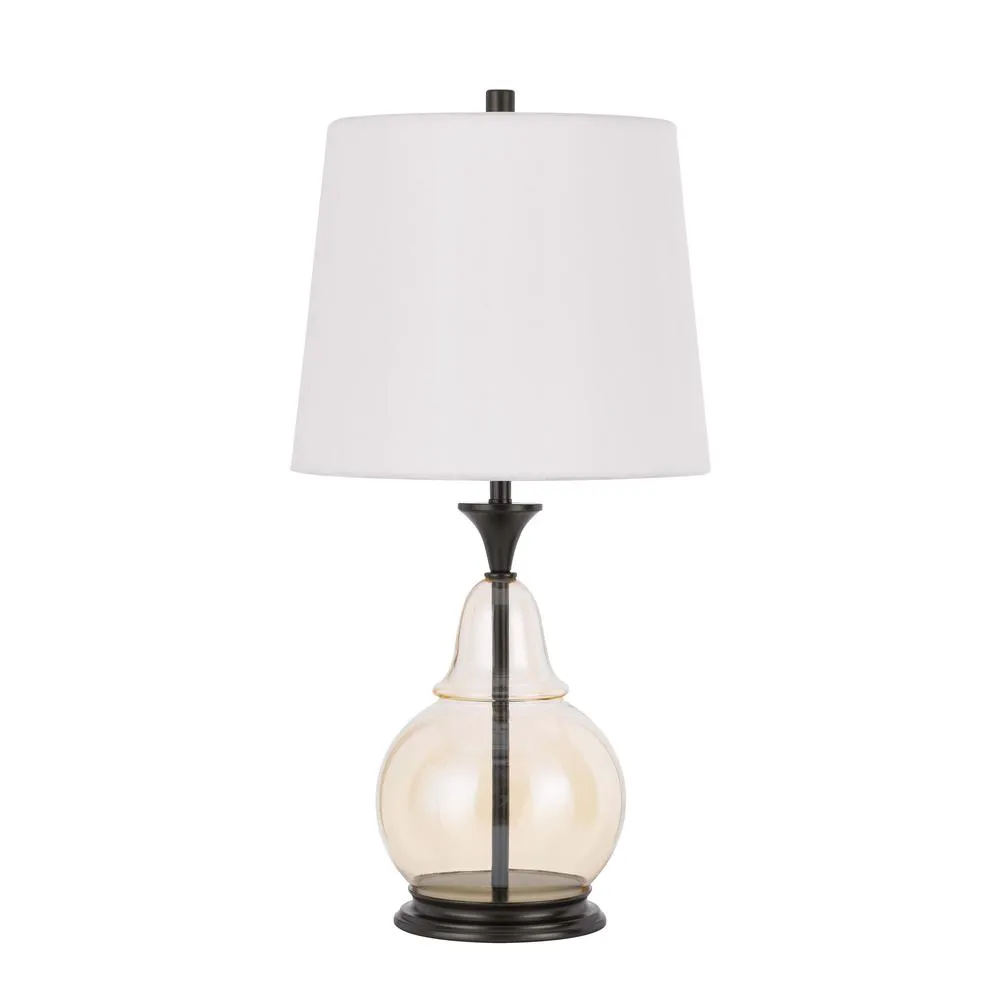 150W 3 Way Kittery Glass Table Lamp With Hardback Fabric Shade By Cal Lighting