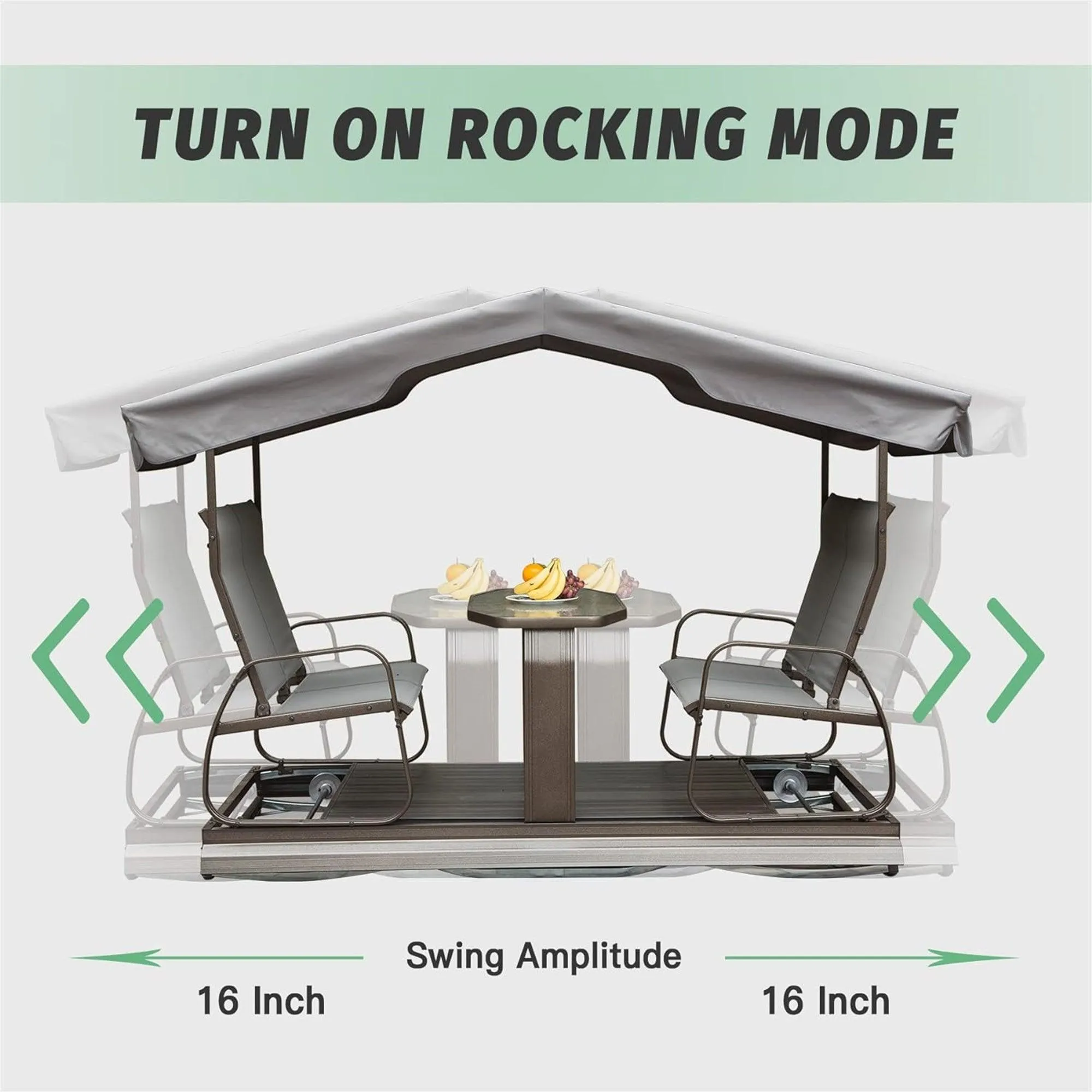 4-Seat Outdoor Glider Bench with Canopy, Retro Metal Chair, Aluminum Frame