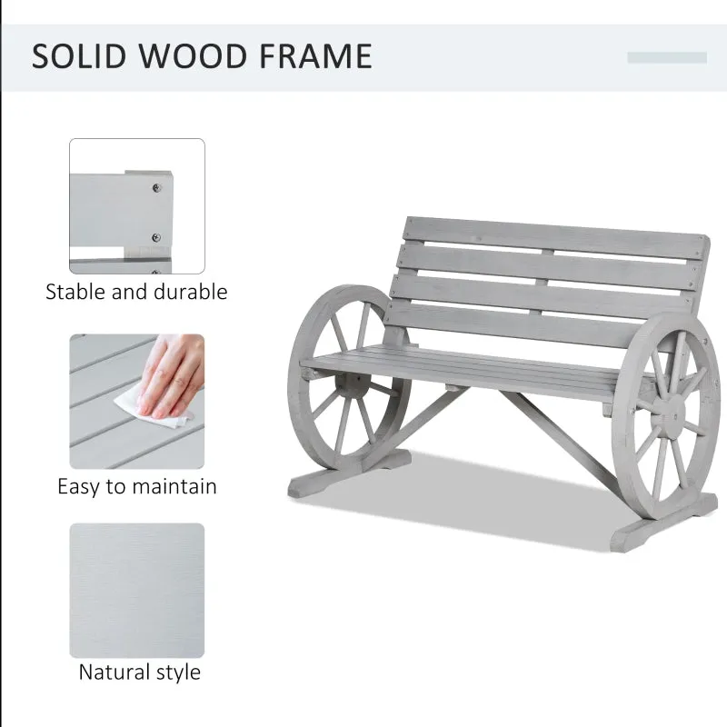 42" Wood Wagon Wheel Garden Bench - Grey