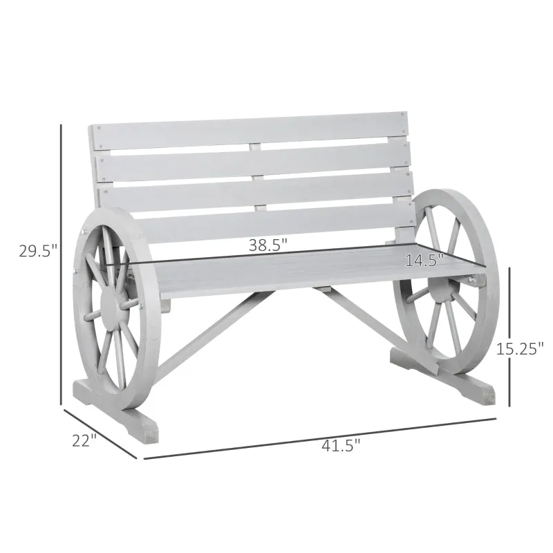 42" Wood Wagon Wheel Garden Bench - Grey