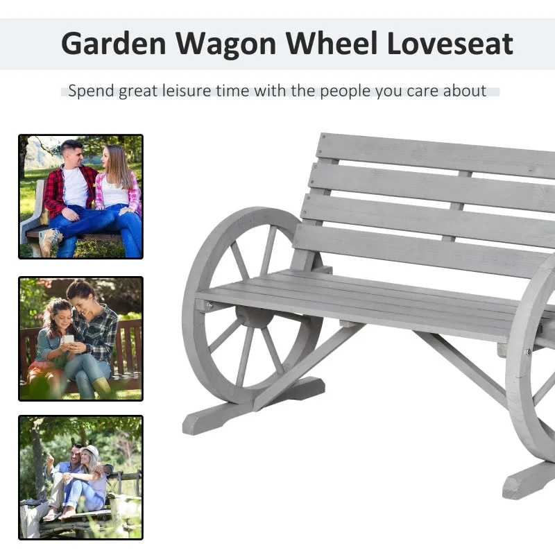 42" Wood Wagon Wheel Garden Bench - Grey