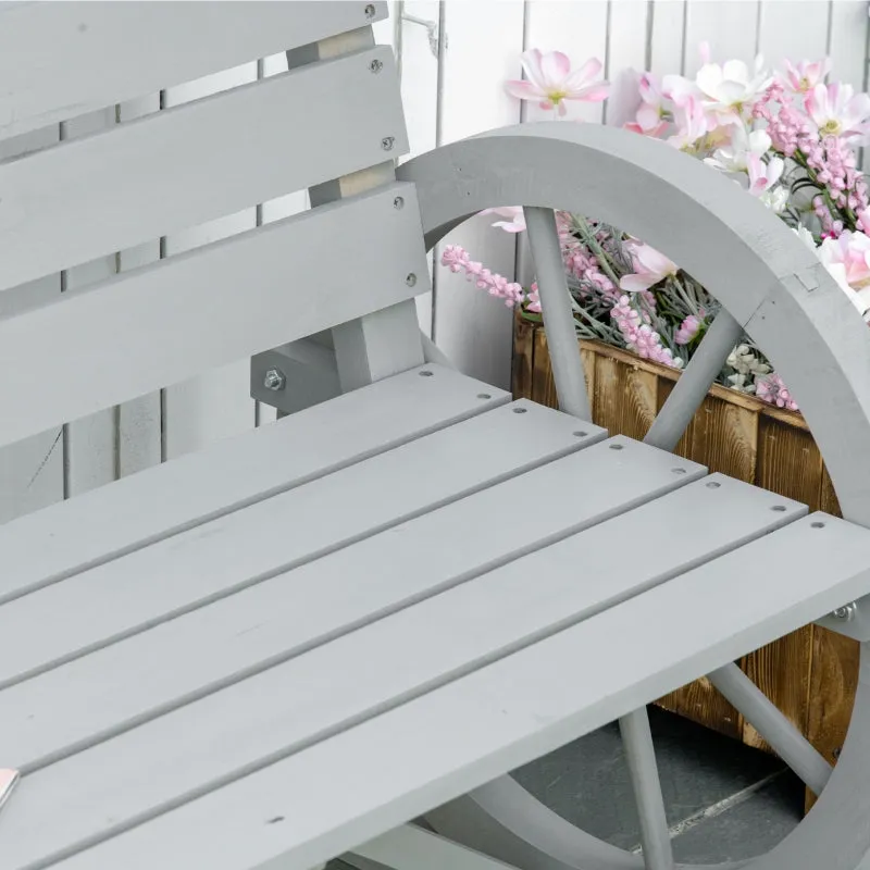 42" Wood Wagon Wheel Garden Bench - Grey