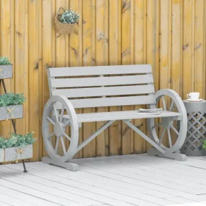 42" Wood Wagon Wheel Garden Bench - Grey