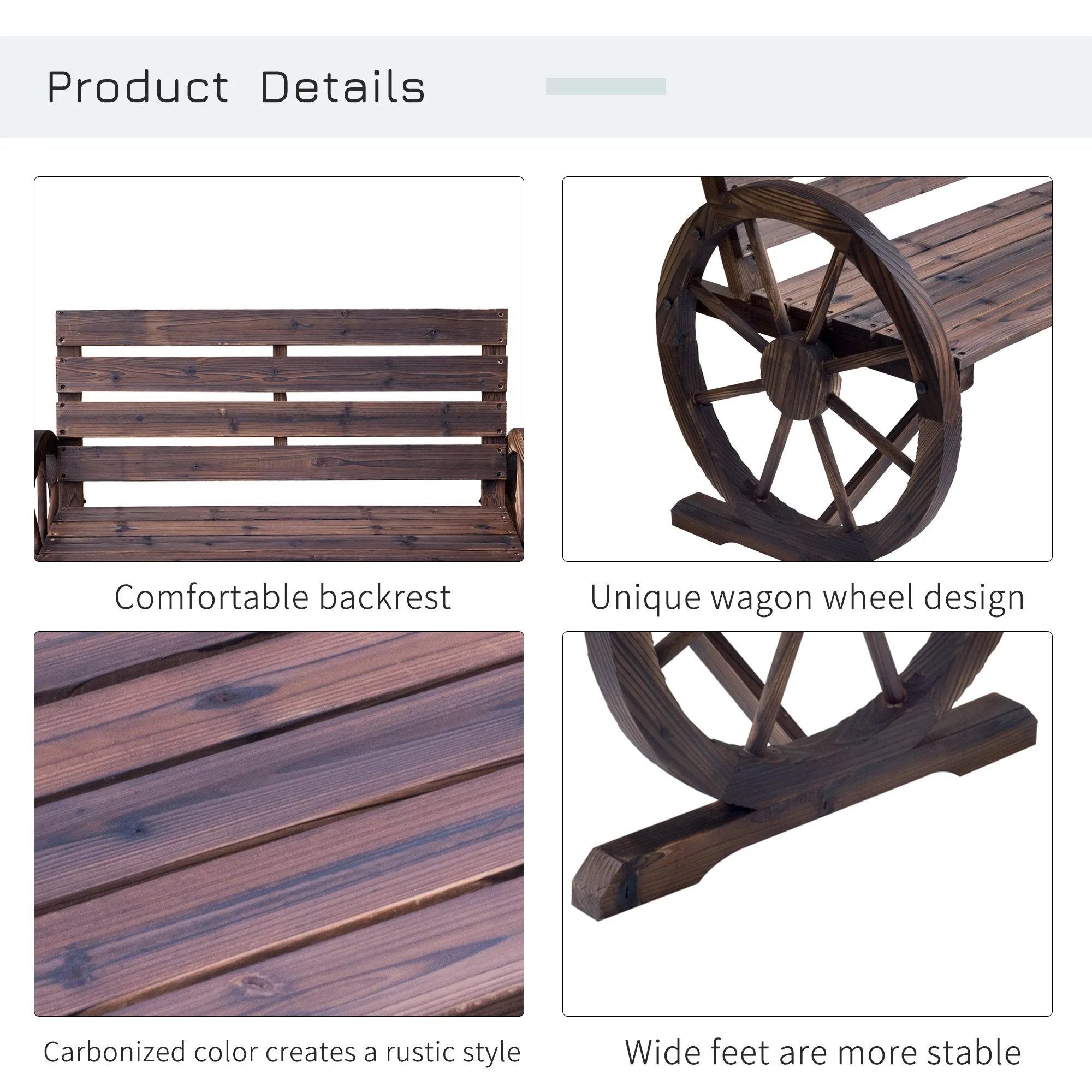 42" Wooden Wagon Wheel Bench