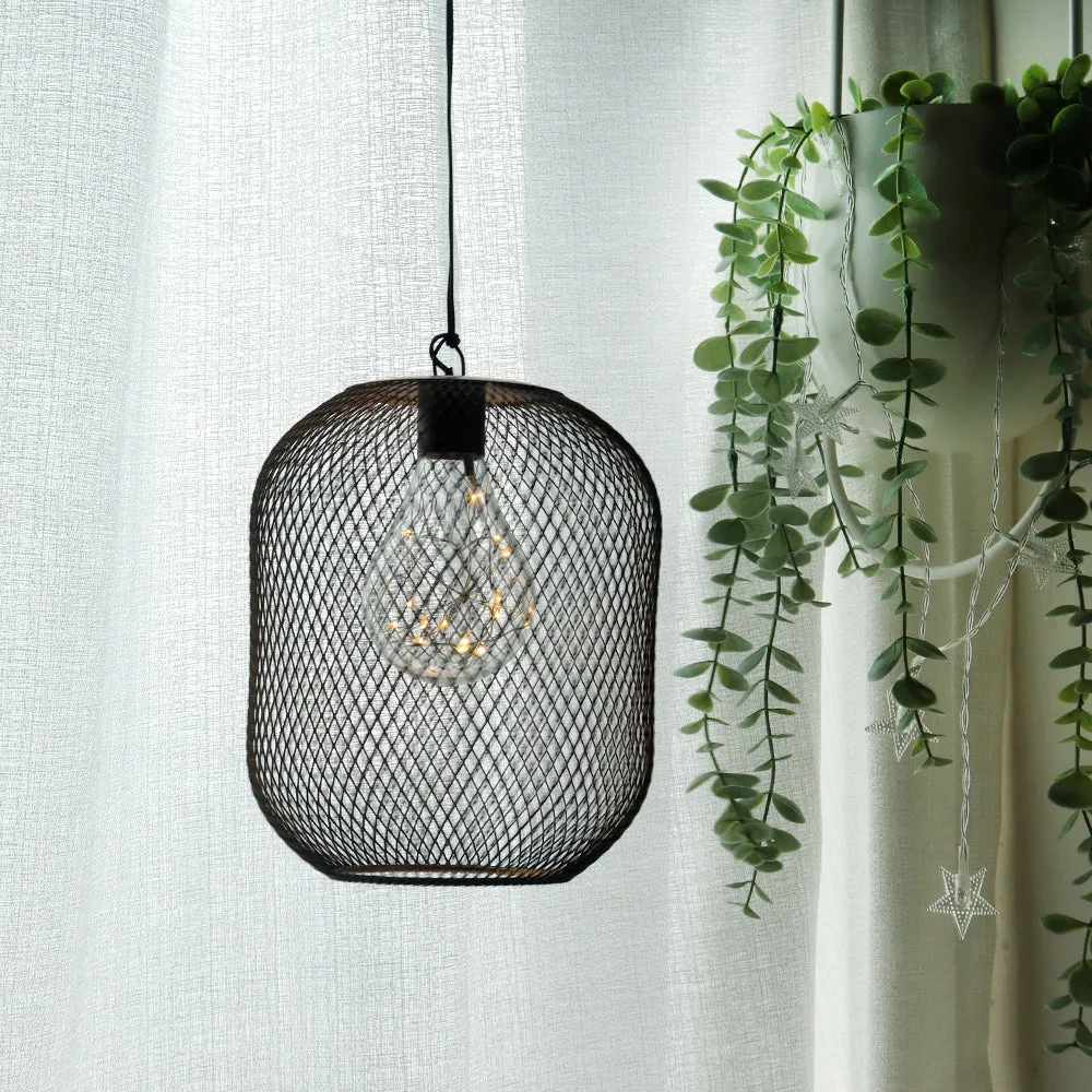 8.5'' High Battery Operated Hanging Lamp Mesh Lanterns with Lights Bulb