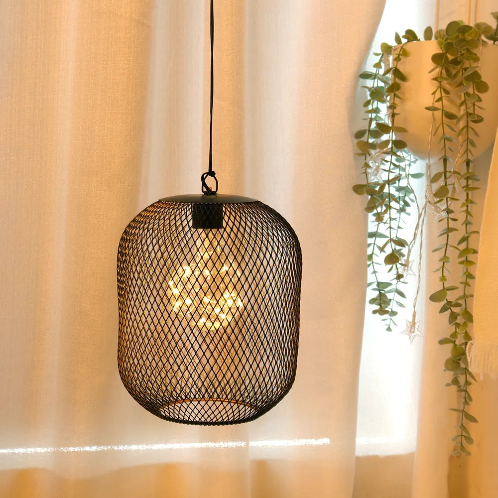 8.5'' High Battery Operated Hanging Lamp Mesh Lanterns with Lights Bulb