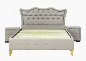 AFT QUEEN BED FRAME UPHOLSTERED WITH SIDE TABLE