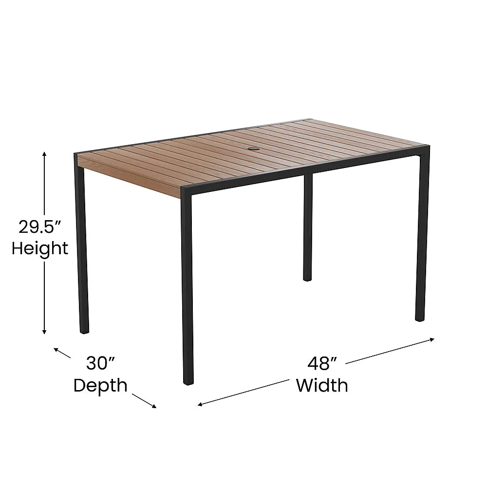 Alamont Home - Lark Outdoor Rectangle Modern  5 Piece Patio Set - Teak