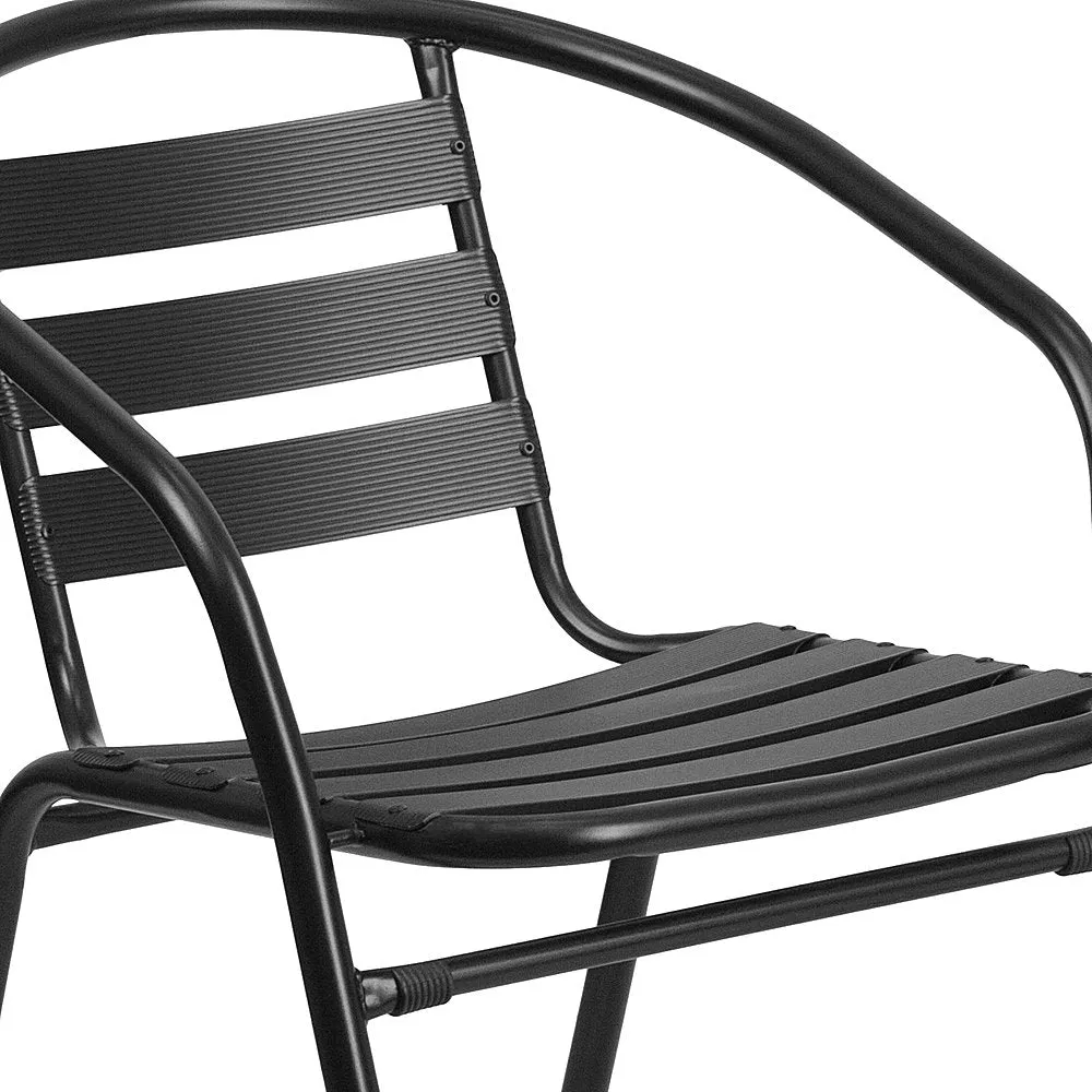 Alamont Home - Lila Outdoor Round Contemporary Metal 5 Piece Patio Set - Clear/Black