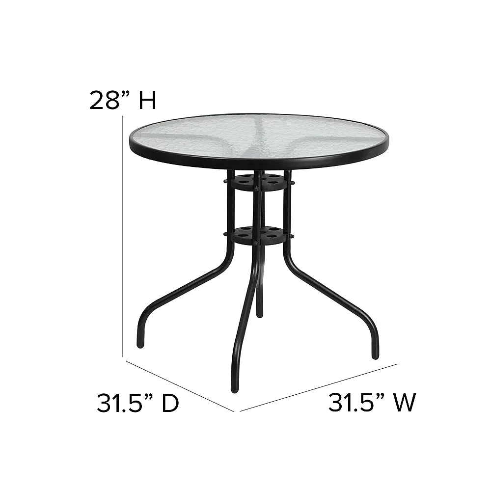 Alamont Home - Lila Outdoor Round Contemporary Metal 5 Piece Patio Set - Clear/Black