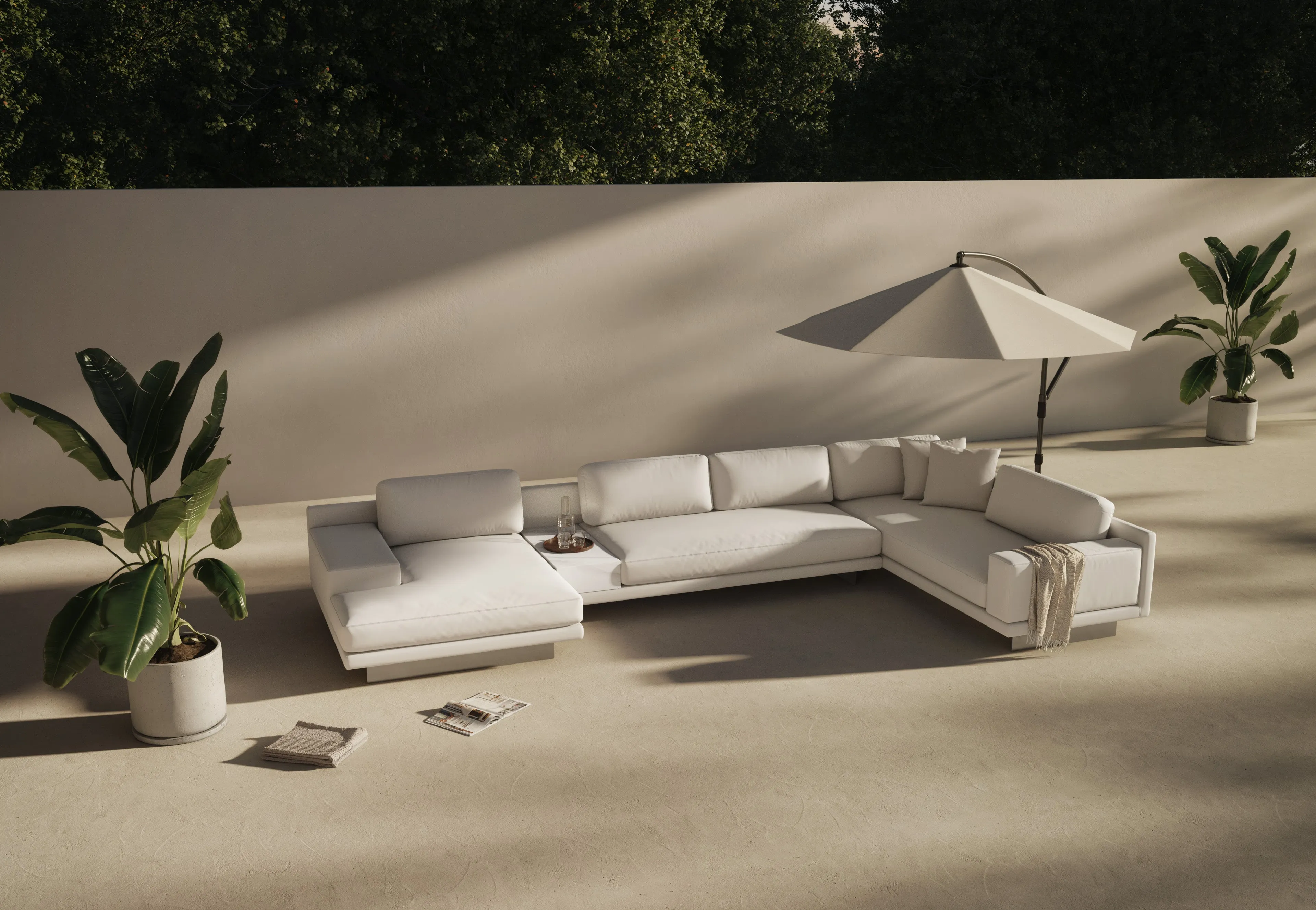 Alessio - Alessio Outdoor Module, Three Seater Sofa, Right Arm, Shell Performance Weave