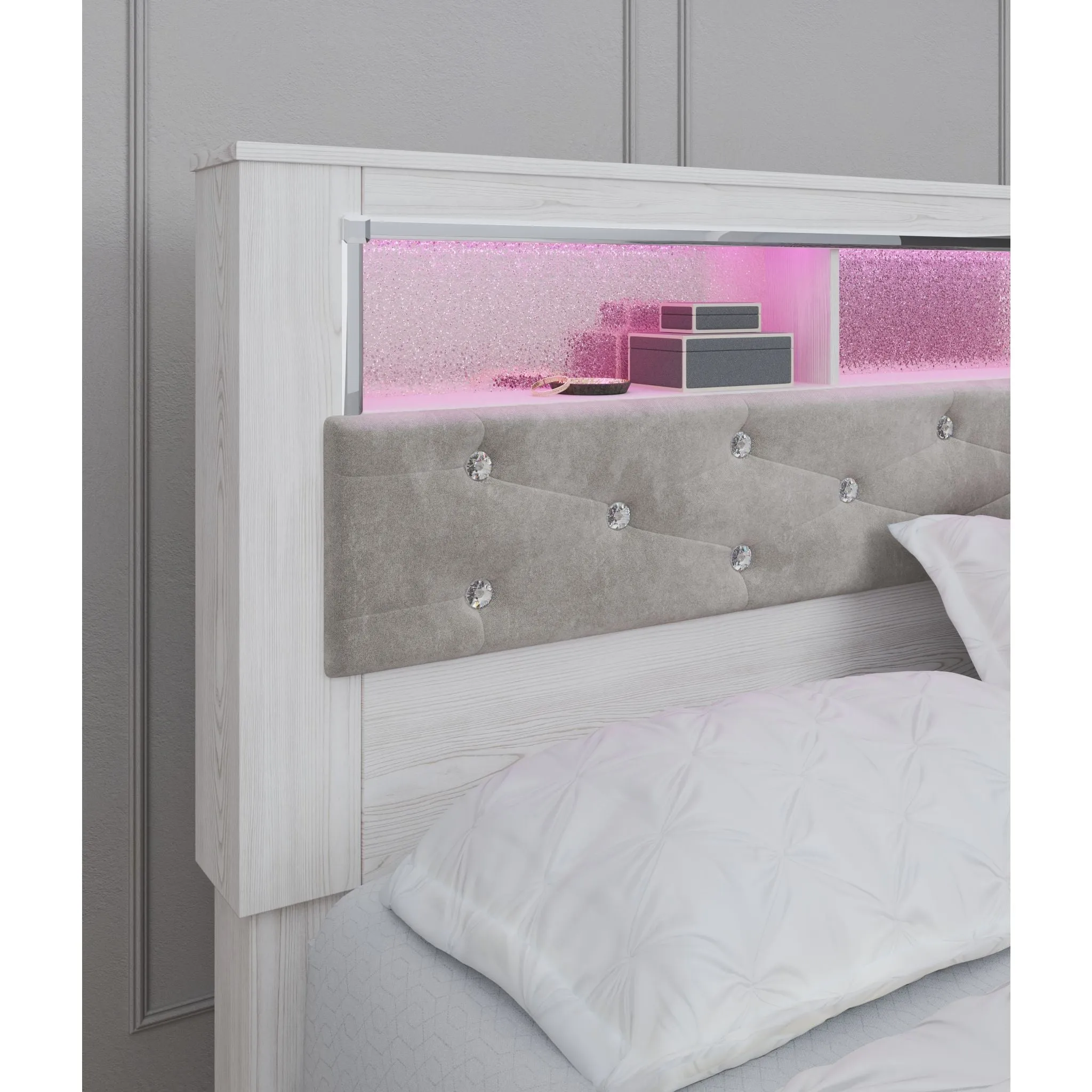 Altyra Queen Bookcase Headboard - White