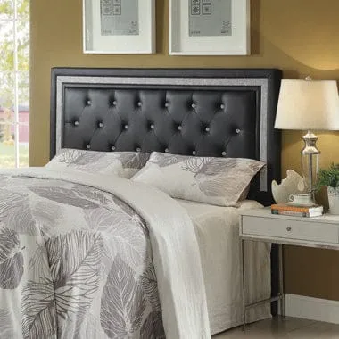 Andenne Queen/Full Tufted Upholstered Headboard Black - 300544QF