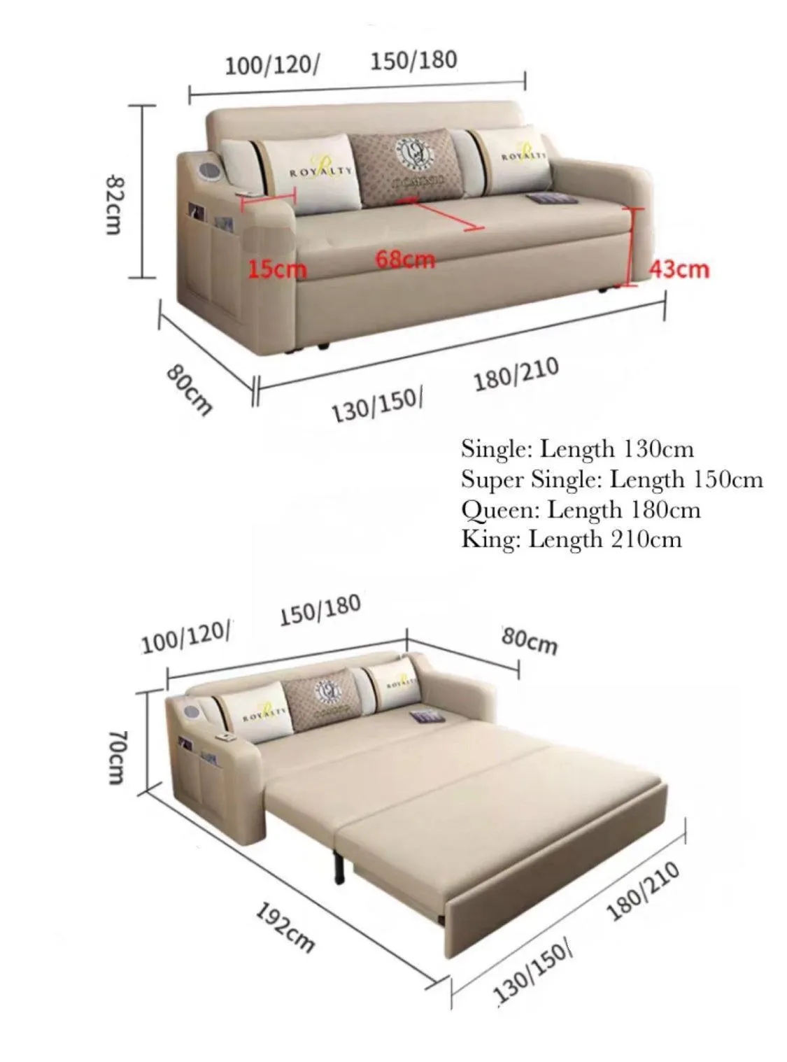 Andy Extendable Storage Sofa Bed