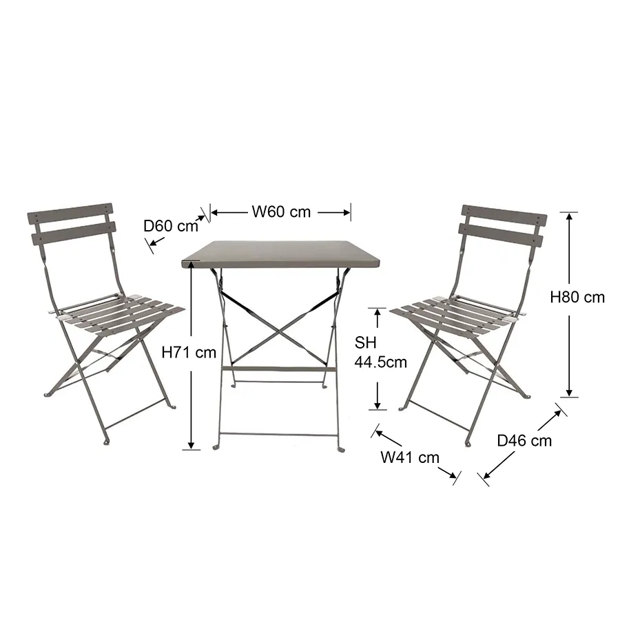 Ansel Outdoor Square 2 Seater Dining Set