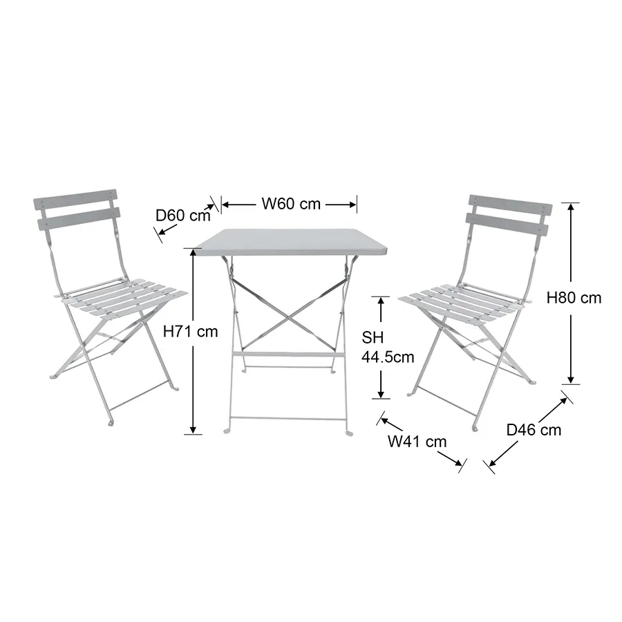 Ansel Outdoor Square 2 Seater Dining Set