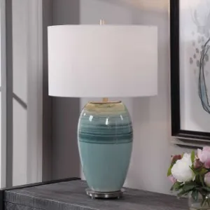 Aqua Crackle Glaze Lamp