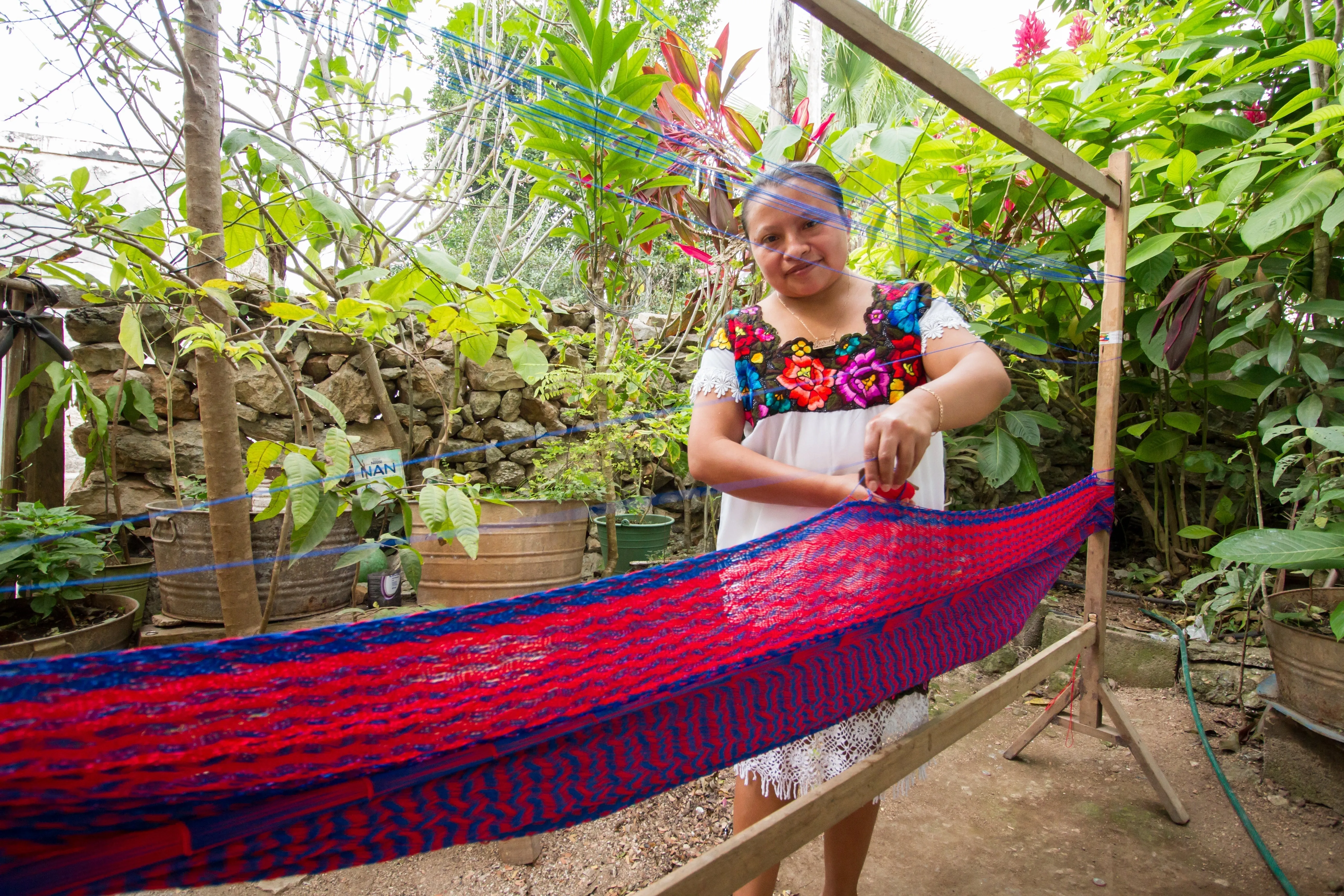 Authentic Mexican Outdoor Undercover Cotton Hammock in  Mexican Pink