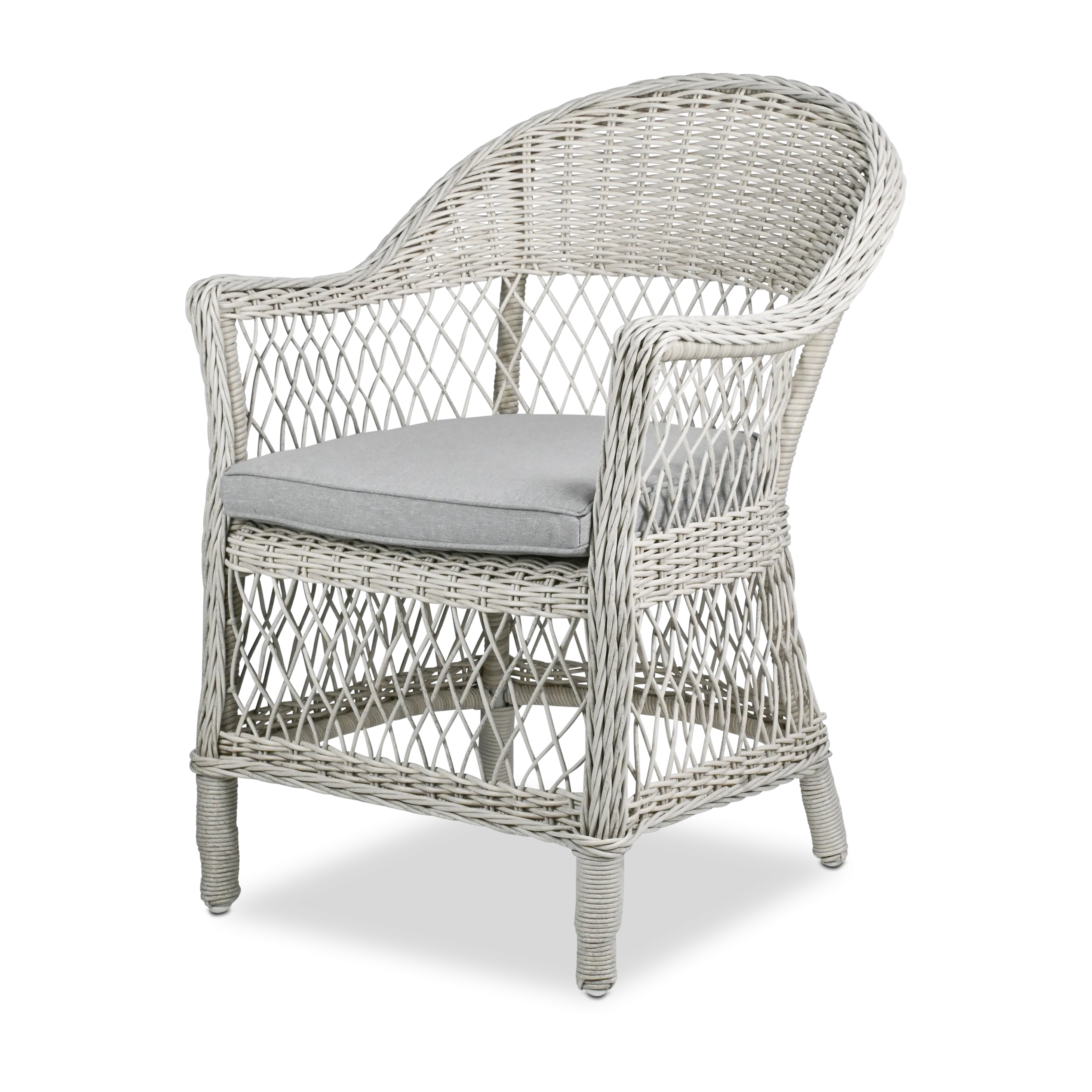 Bahamas Rectangle 7 Piece Outdoor Setting in Arctic White with Wicker Chairs