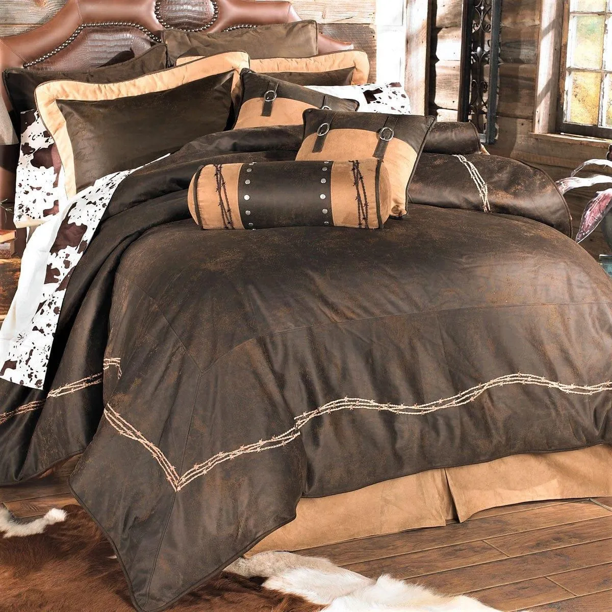 Barbed Wire Suede Comforter Set - Chocolate