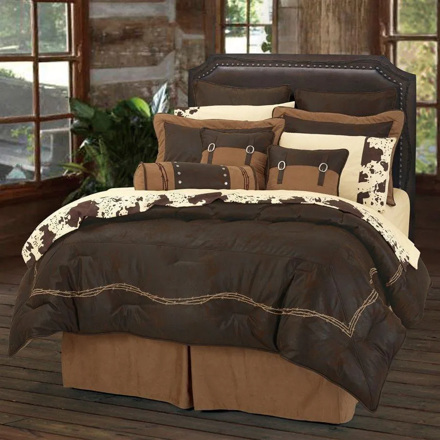 Barbed Wire Suede Comforter Set - Chocolate