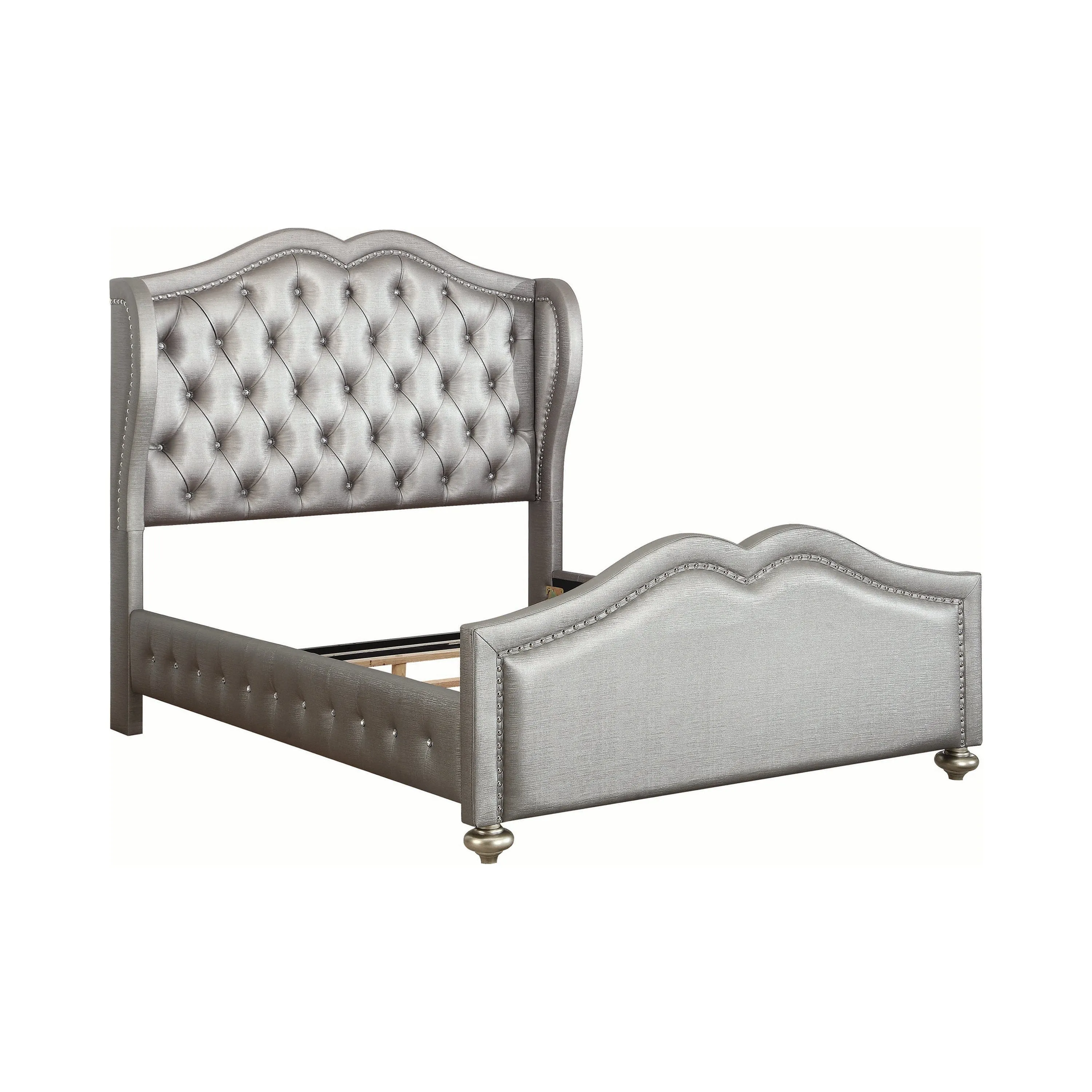 Belmont Tufted Upholstered Eastern King Bed Metallic - 300824KE