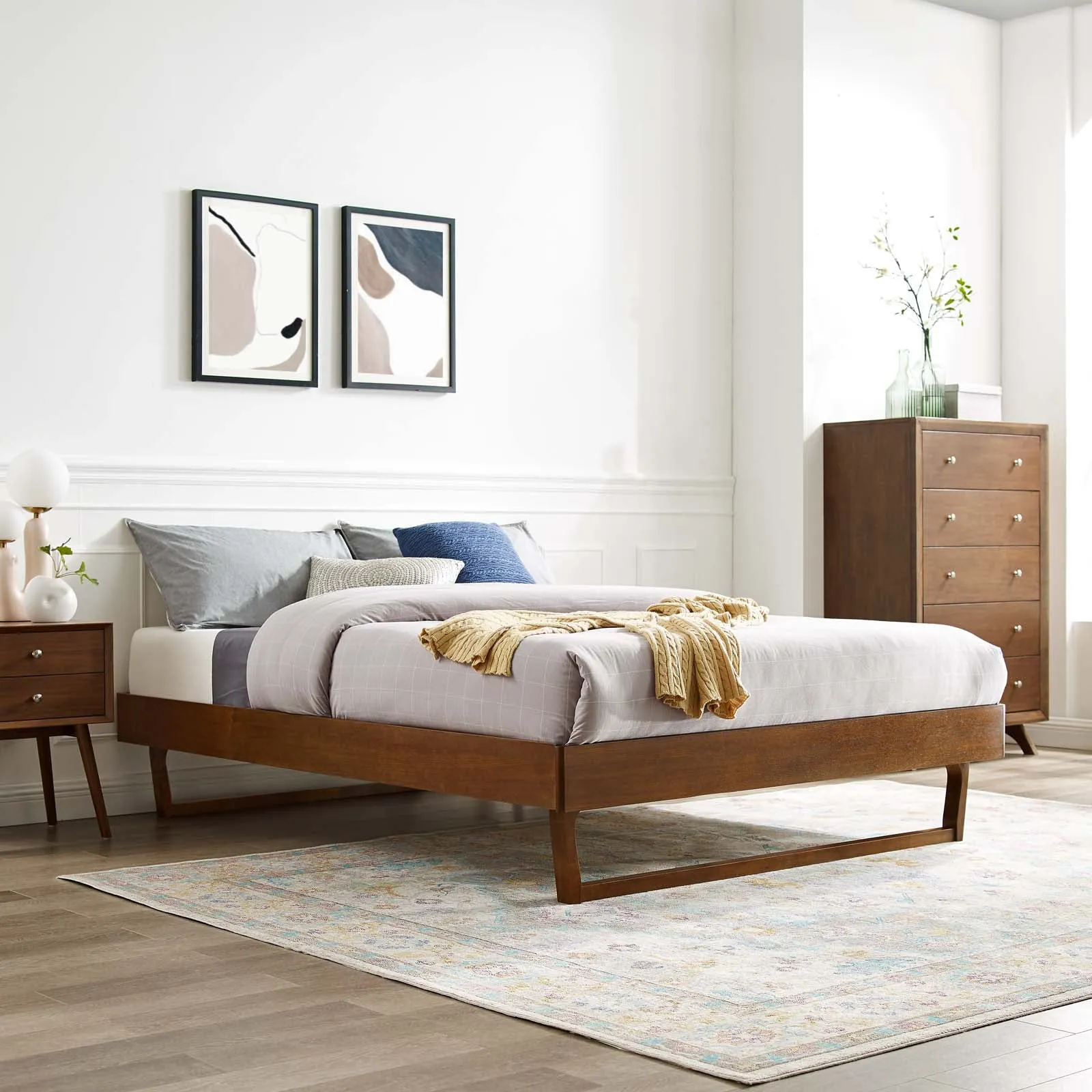 Billie Full Wood Platform Bed Frame Walnut MOD-6213-WAL