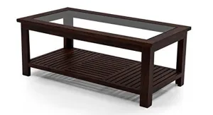 BL WOOD Contemporary Coffee Table (Glass,Mahogany Finish,)