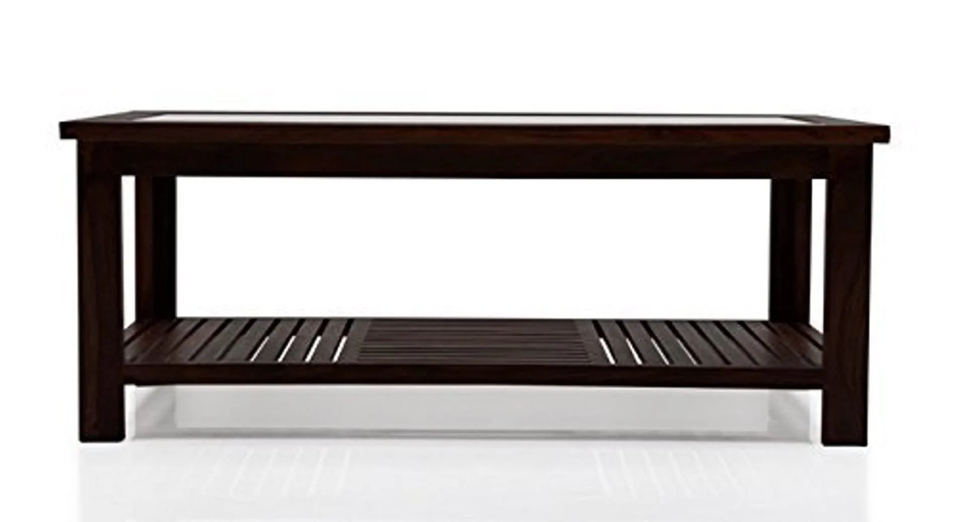 BL WOOD Contemporary Coffee Table (Glass,Mahogany Finish,)