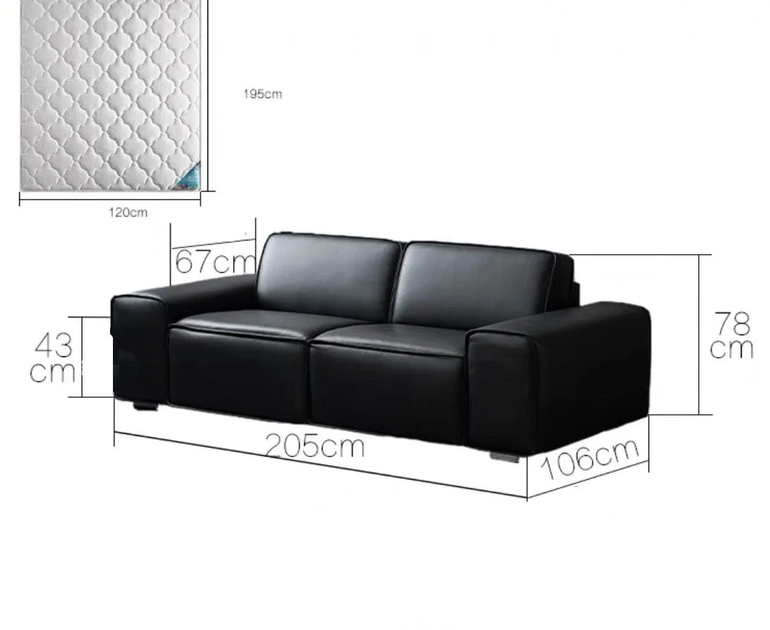 Camden Leather Foldable Sofa Bed with Mattress