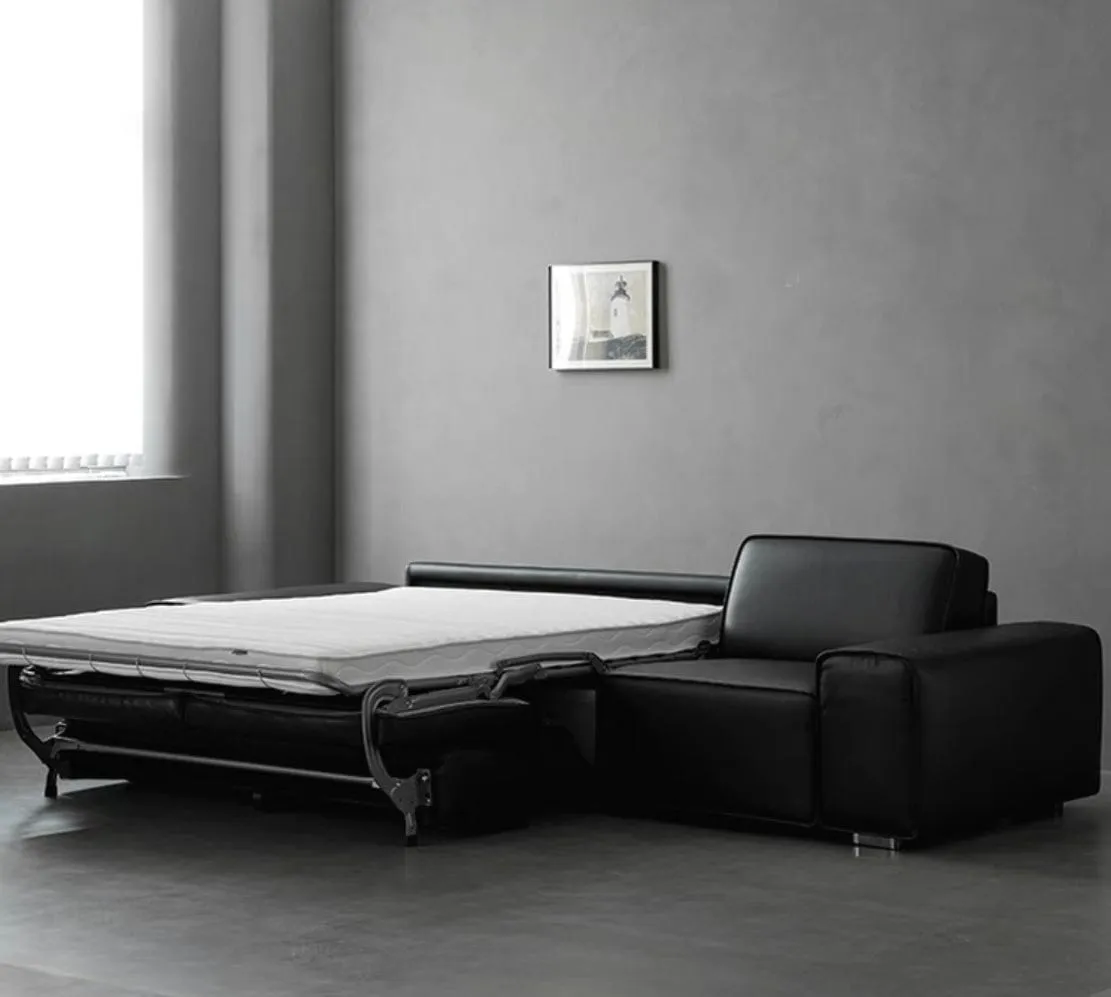 Camden Leather Foldable Sofa Bed with Mattress