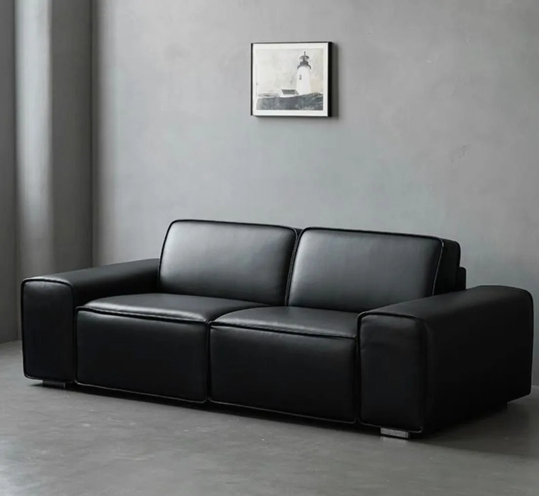 Camden Leather Foldable Sofa Bed with Mattress