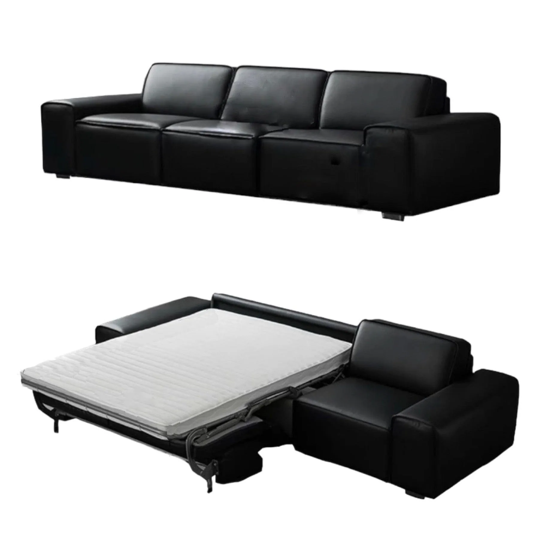 Camden Leather Foldable Sofa Bed with Mattress