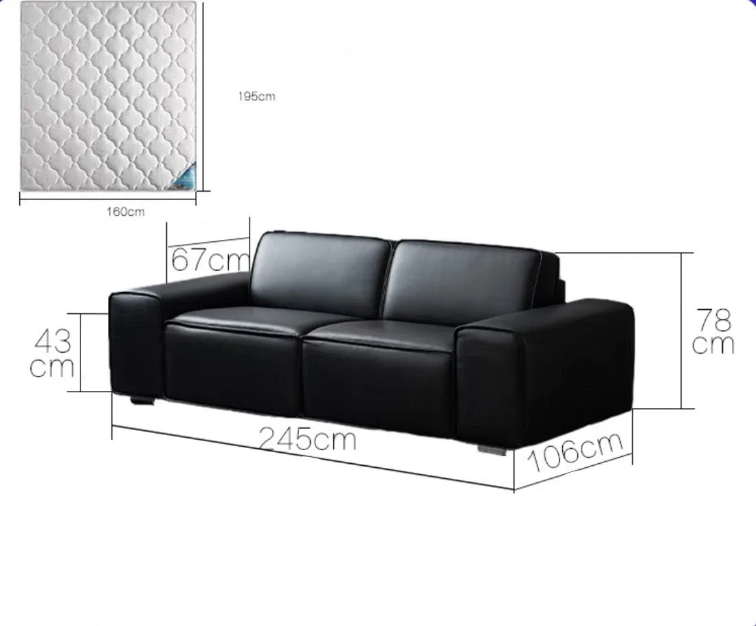 Camden Leather Foldable Sofa Bed with Mattress