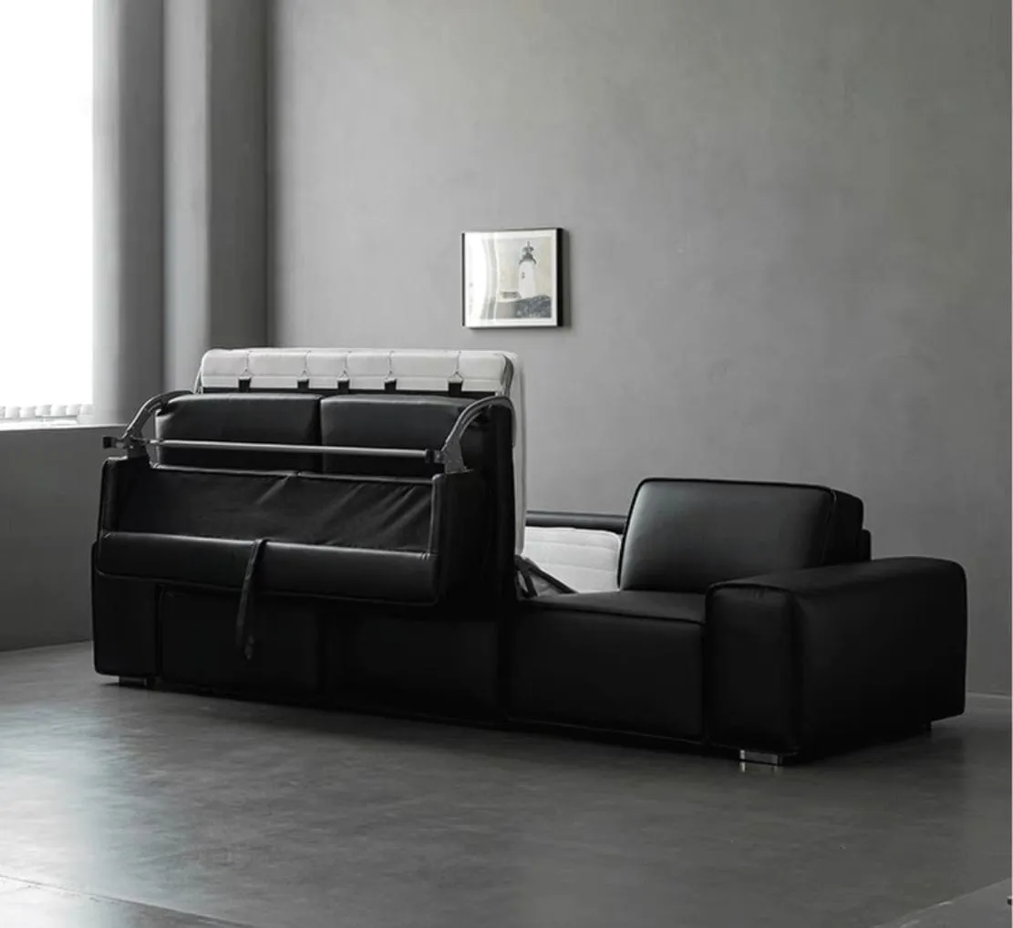 Camden Leather Foldable Sofa Bed with Mattress