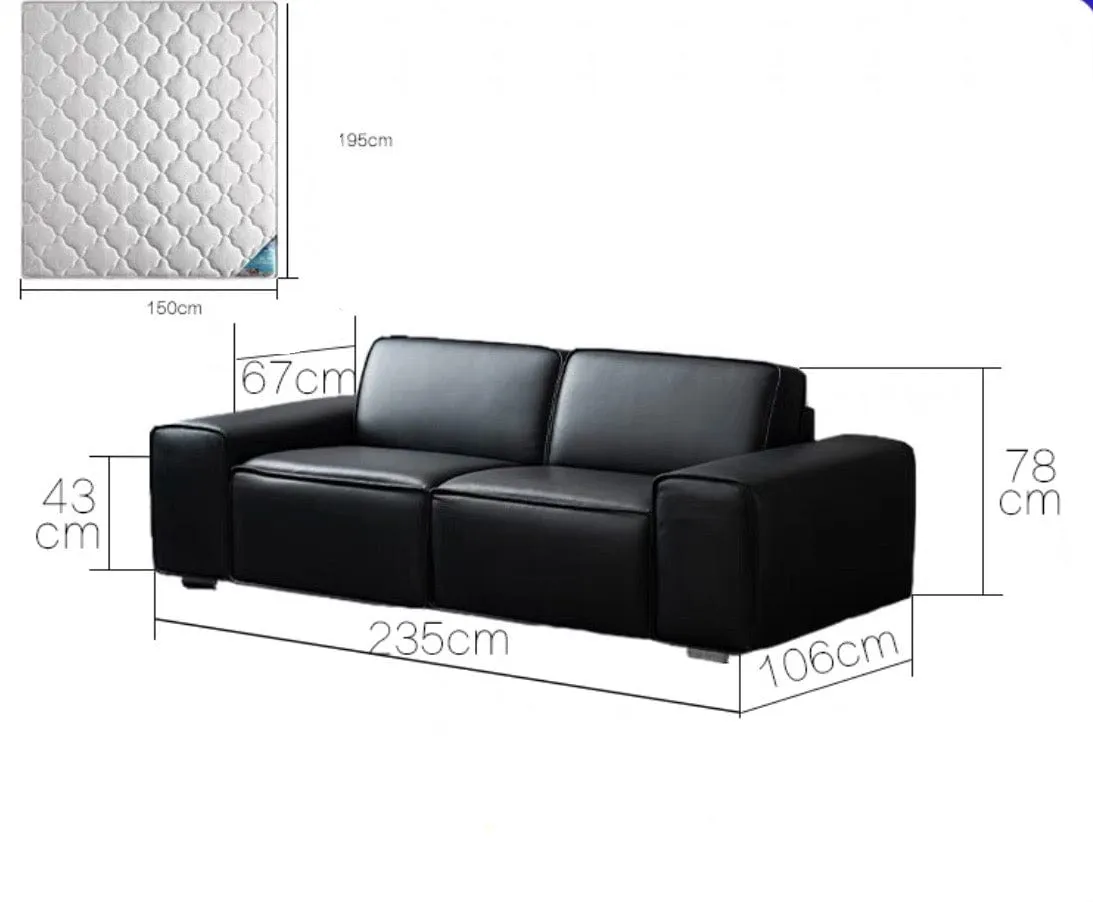 Camden Leather Foldable Sofa Bed with Mattress