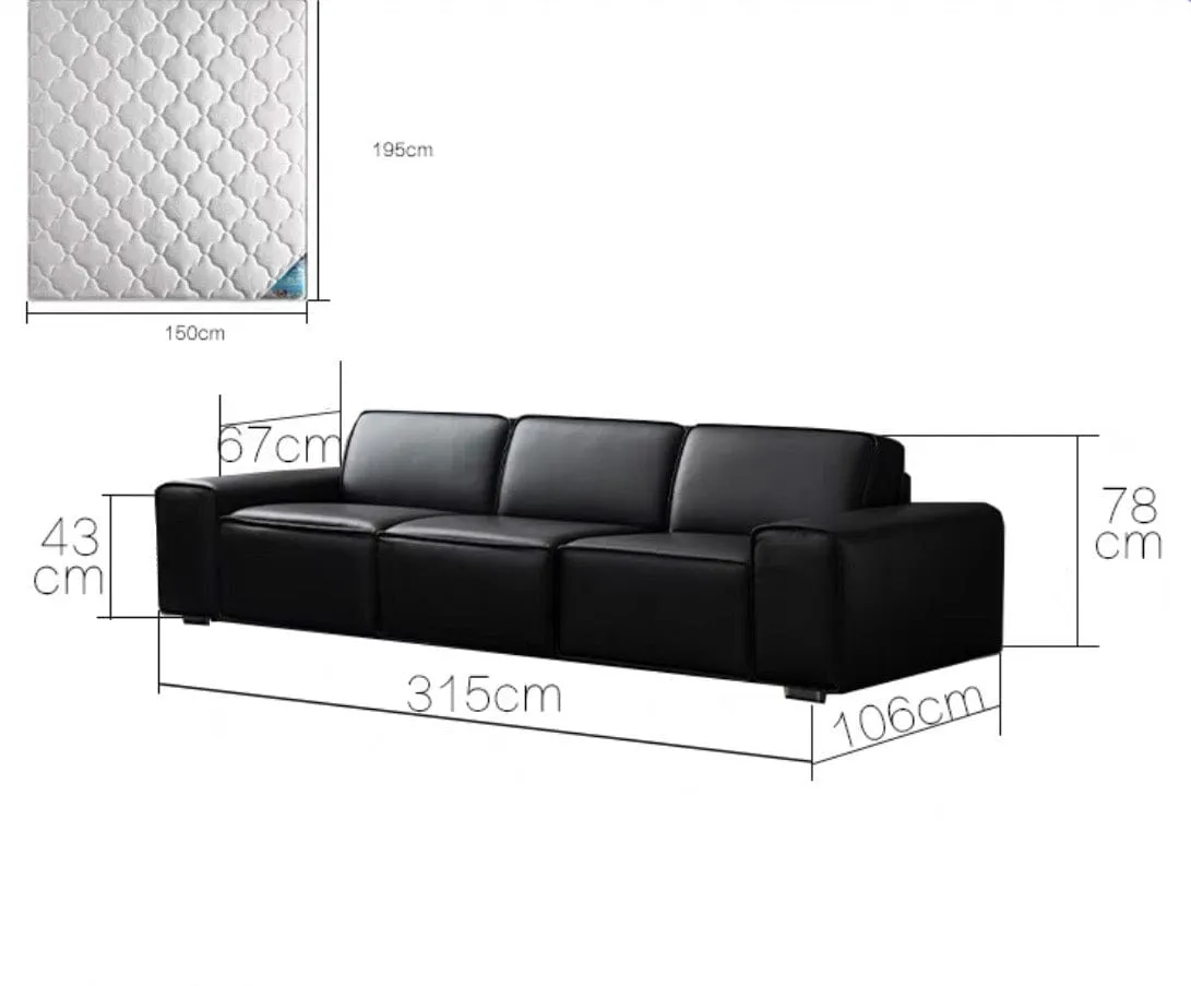 Camden Leather Foldable Sofa Bed with Mattress