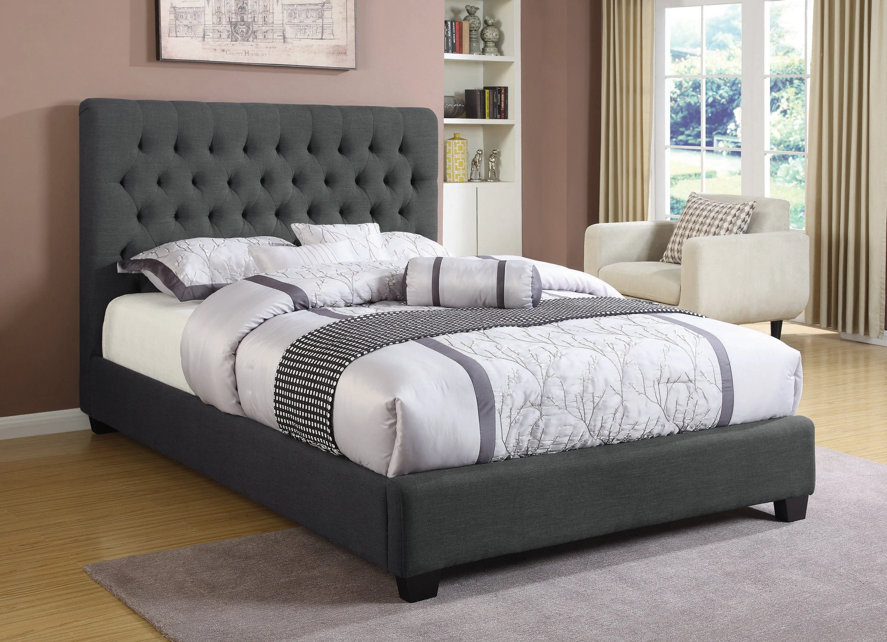 Chloe Tufted Upholstered California King Bed Charcoal - 300529KW