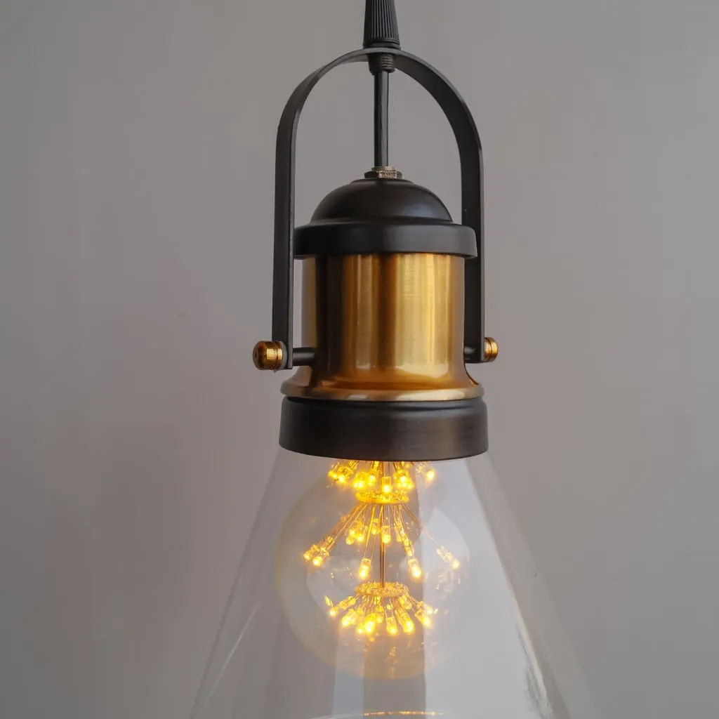 Clh113 Industrial Pendant Light Conical Clear Glass