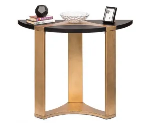 Contemporary Half Round Brass and Black Hallway Console Table